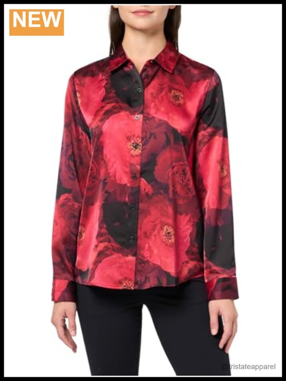 Women's Long Sleeve Floral Button Down Shirt Blouse
